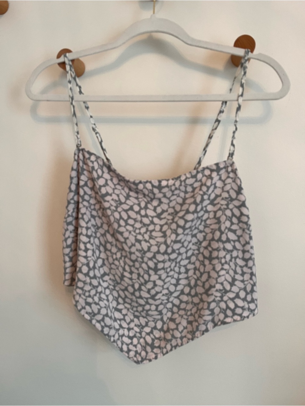Abercrombie & Fitch Floral Print Spaghetti Strap Cami - Sage & Cream